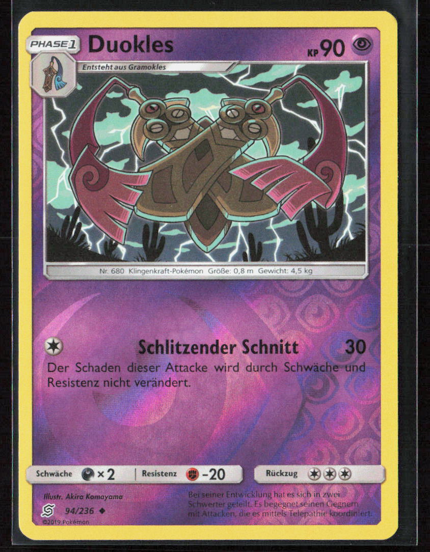 Pokemon TCG Duokles 94/236 Psycho 2019 Reverse Holo Bund der Gleichgesinnten NM