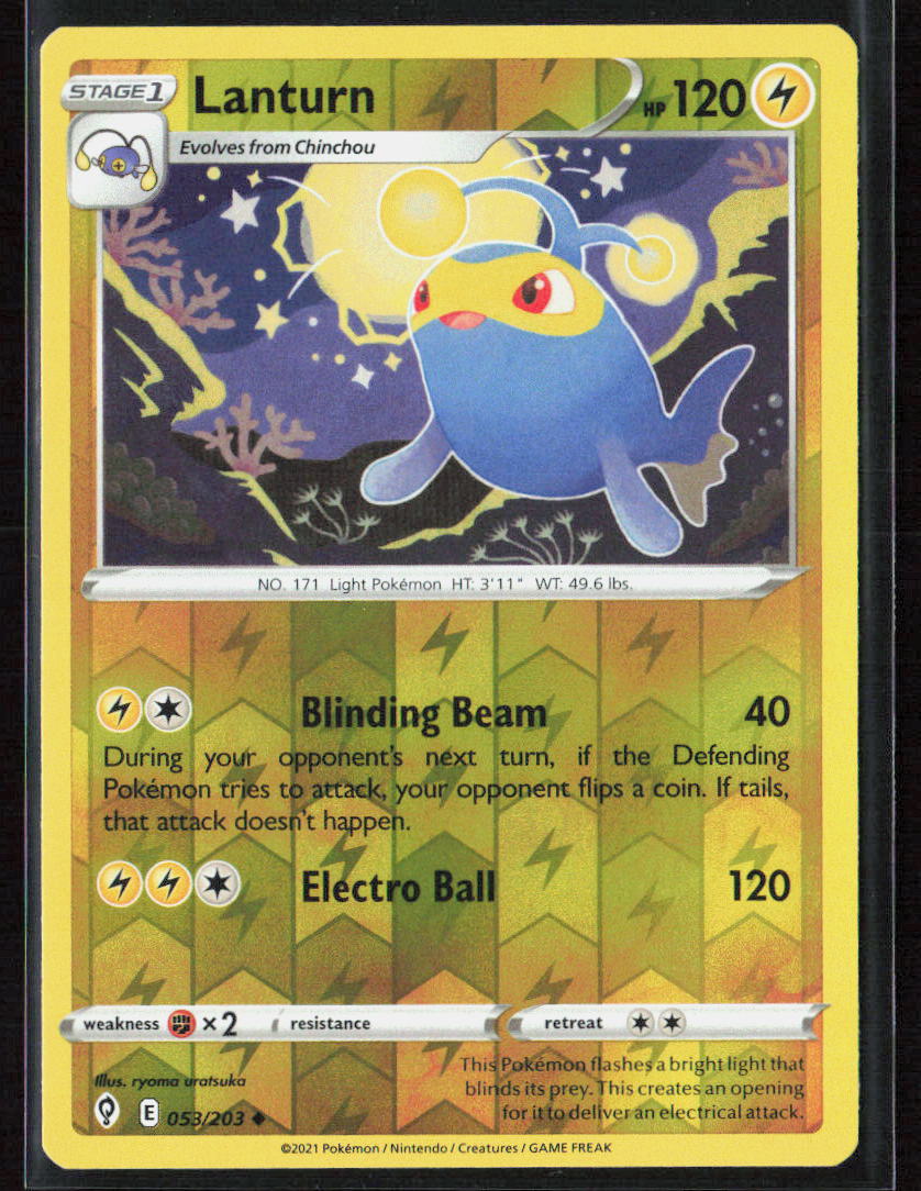 Pokemon Lanturn 053/203 Lightning 2021 Reverse Holo SWSH07: Evolving Skies NM