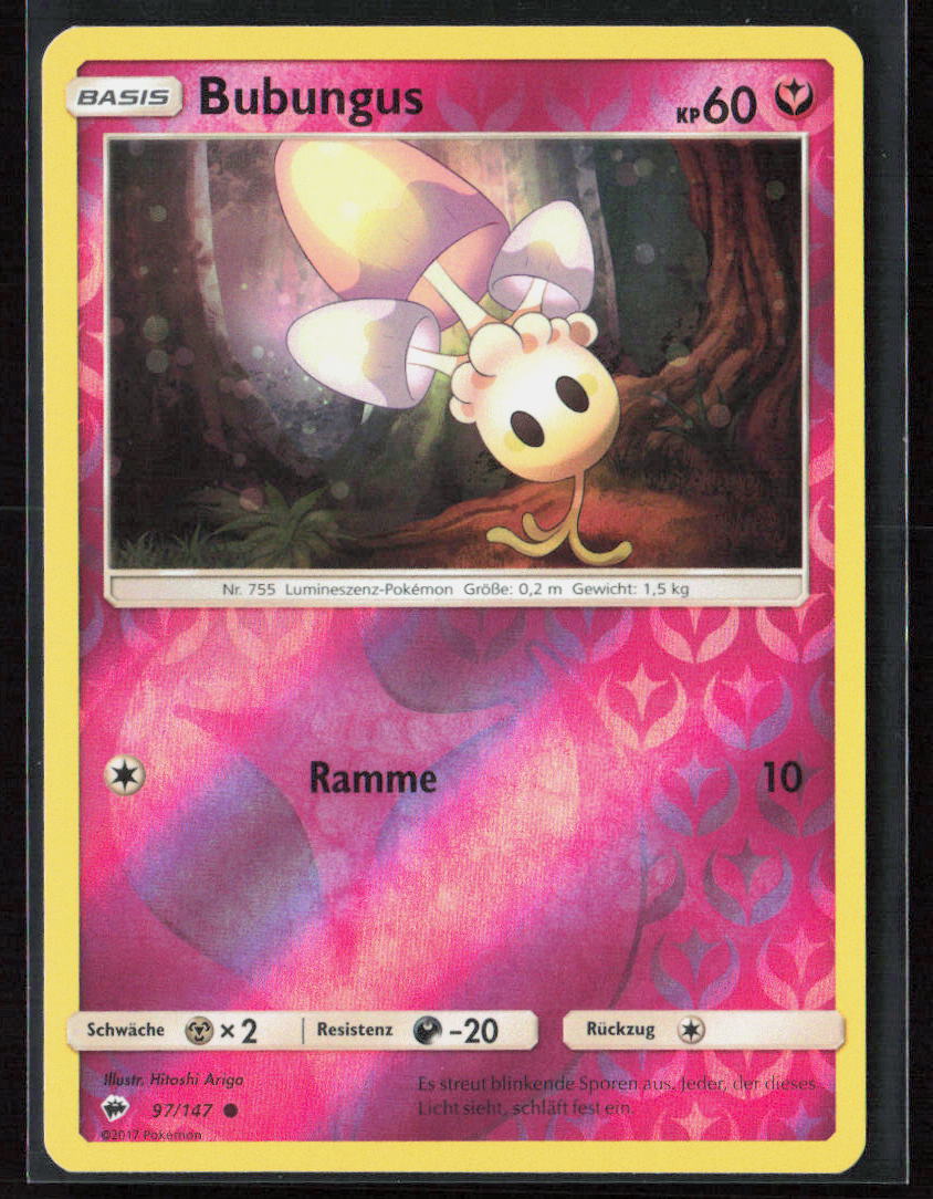 Pokemon TCG Bubungus 97/147 Fee 2017 Reverse Holo Nacht in Flammen NM