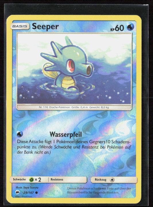 Pokemon TCG Seeper 29/147 Wasser 2017 Reverse Holo Nacht in Flammen NM