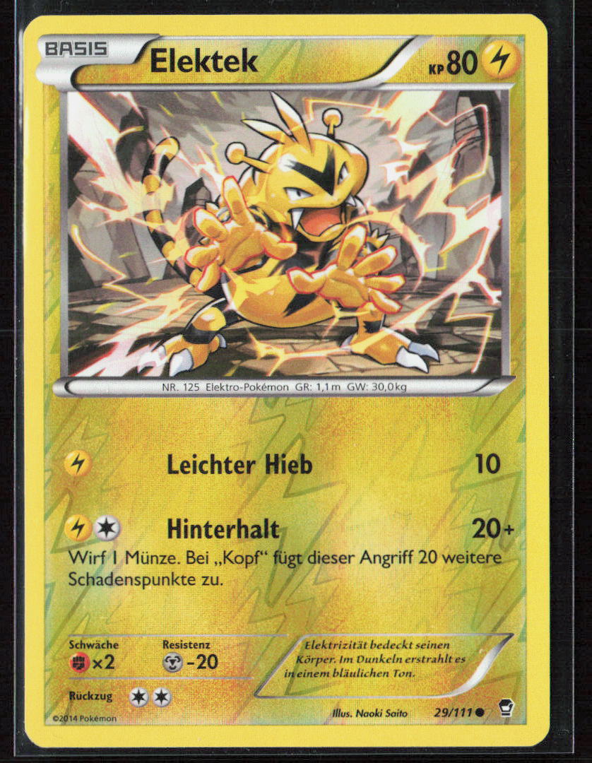 Pokemon Elektek 29/111 Elektro 2014 Reverse Holo Fliegende Fäuste NM