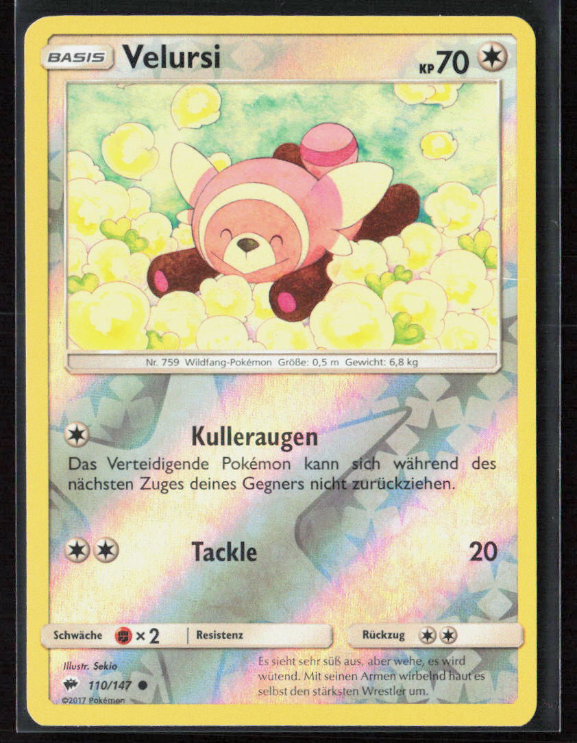 Pokemon TCG Velursi 110/147 Farblos 2017 Reverse Holo Nacht in Flammen NM