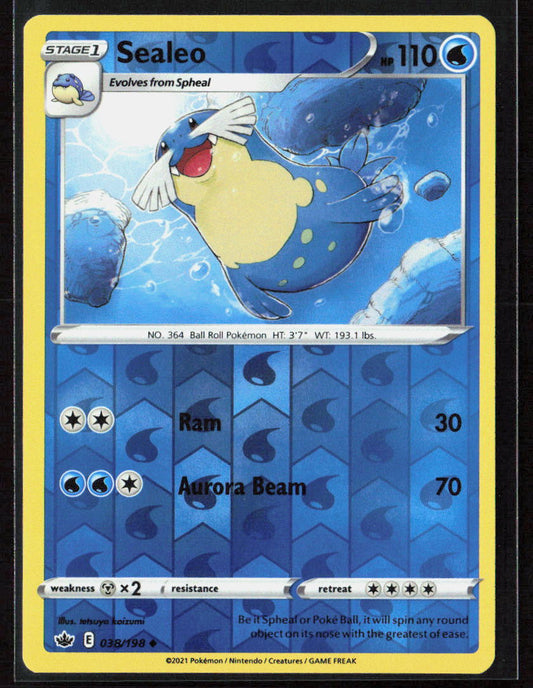 Pokemon TCG Sealeo 038/198 Water 2021 Reverse Holo SWSH06: Chilling Reign NM