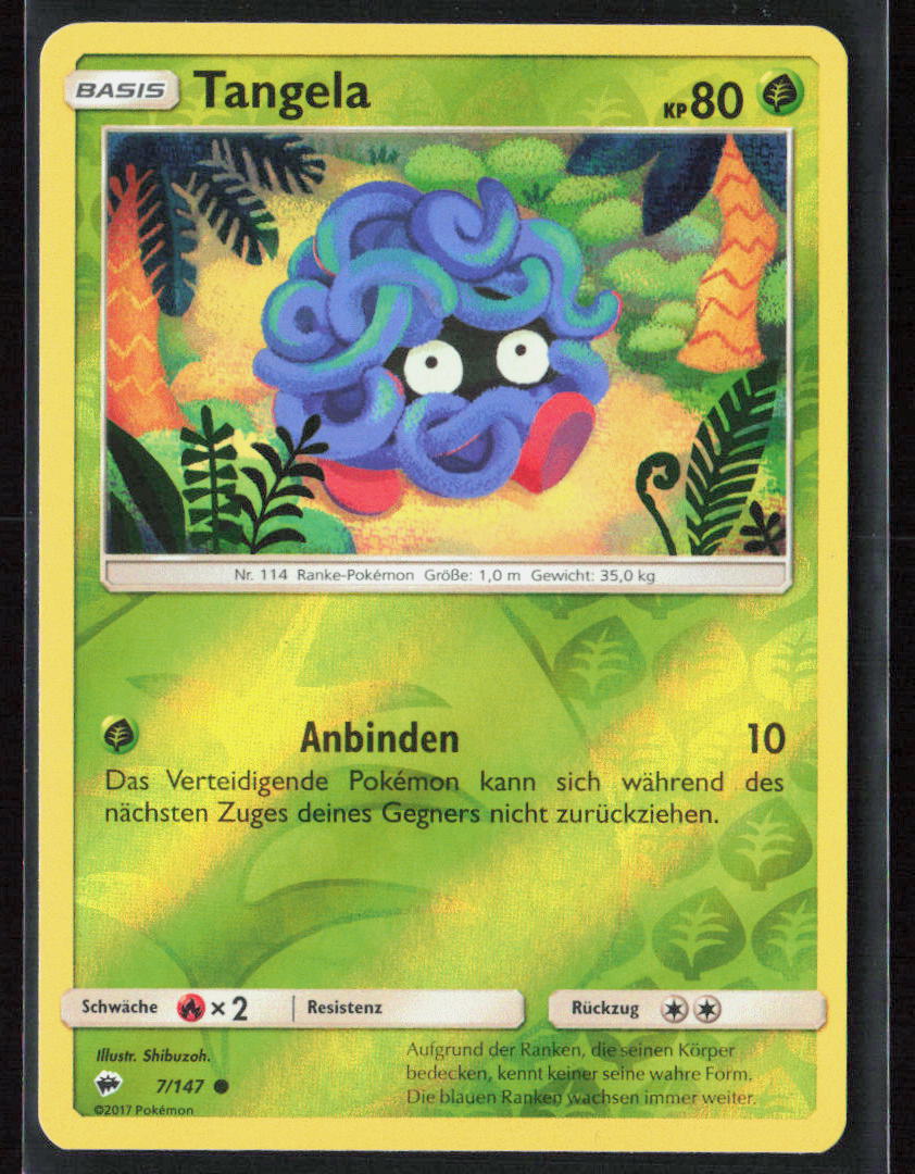 Pokemon TCG Tangela 7/147 Pflanze 2017 Reverse Holo Nacht in Flammen NM