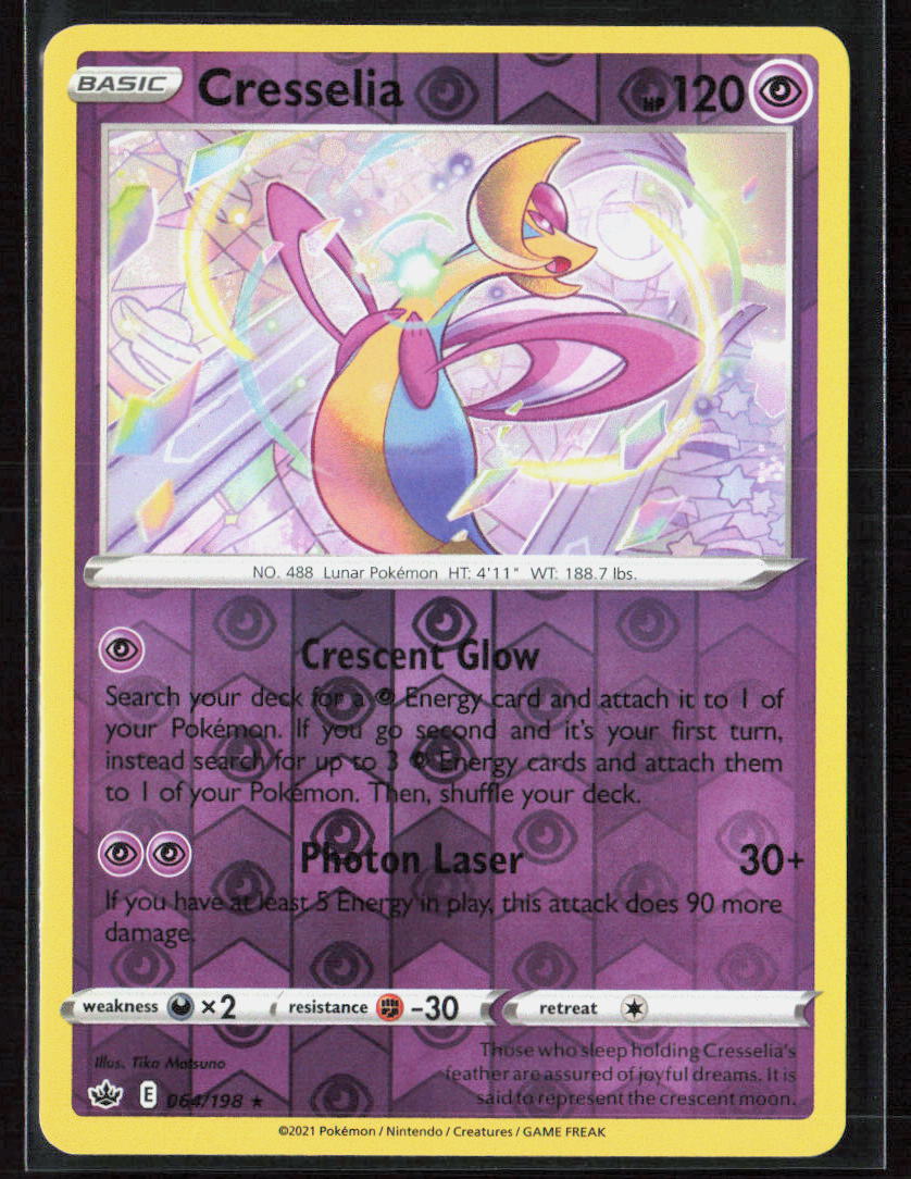 Pokemon Cresselia 064/198 Psychic 2021 Reverse Holo SWSH06: Chilling Reign NM
