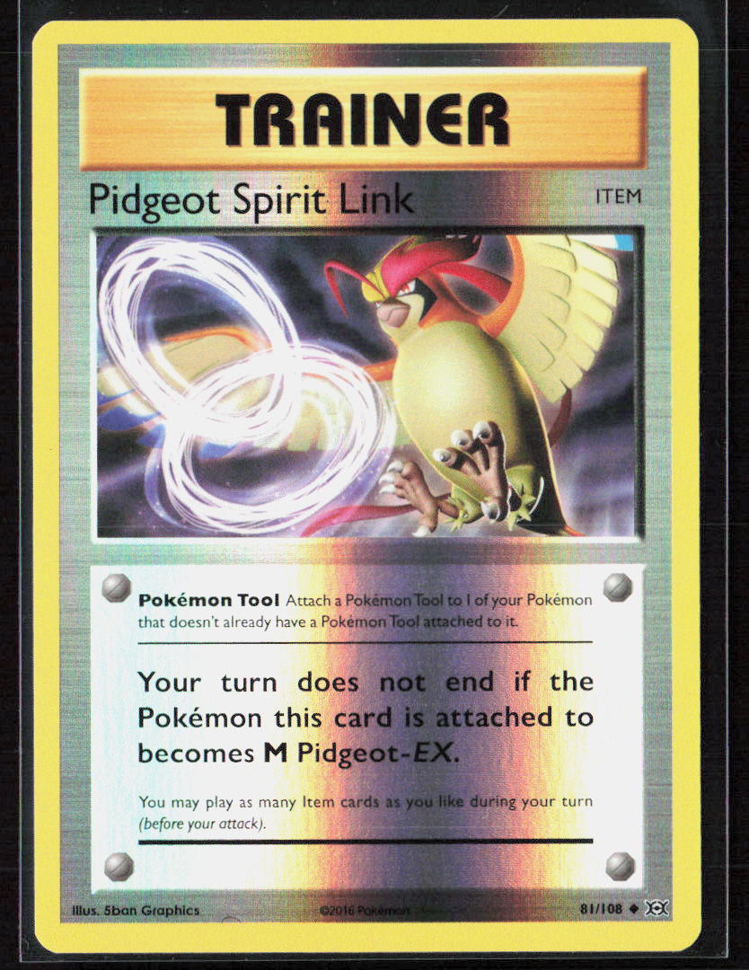 Pokemon TCG Pidgeot Spirit Link 81/108 Tool 2016 Reverse Holo XY - Evolutions NM