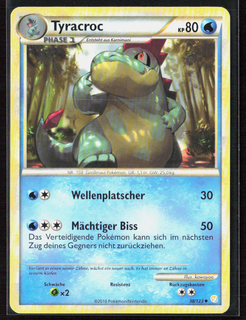 Pokemon TCG Tyracroc 38 Wasser 2010 HeartGold SoulSilver NM