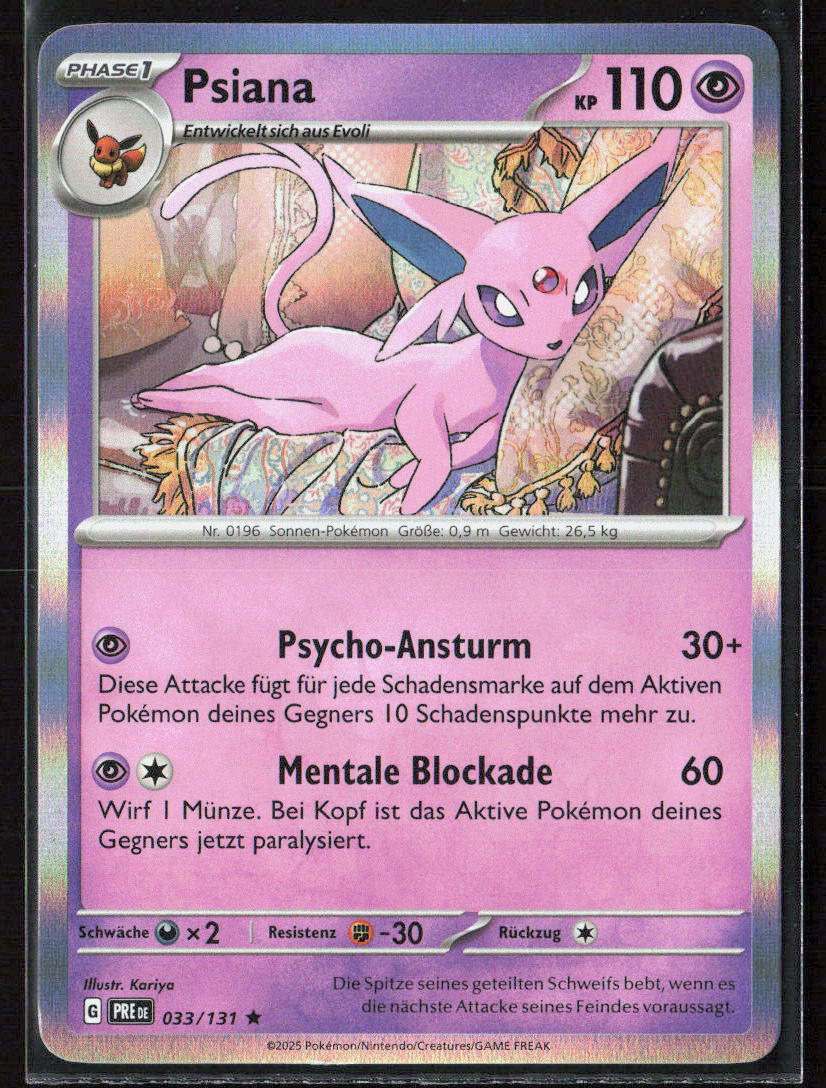 Pokemon TCG Psiana 033/131 Psycho 2025 Holo Prismatische Entwicklungen NM