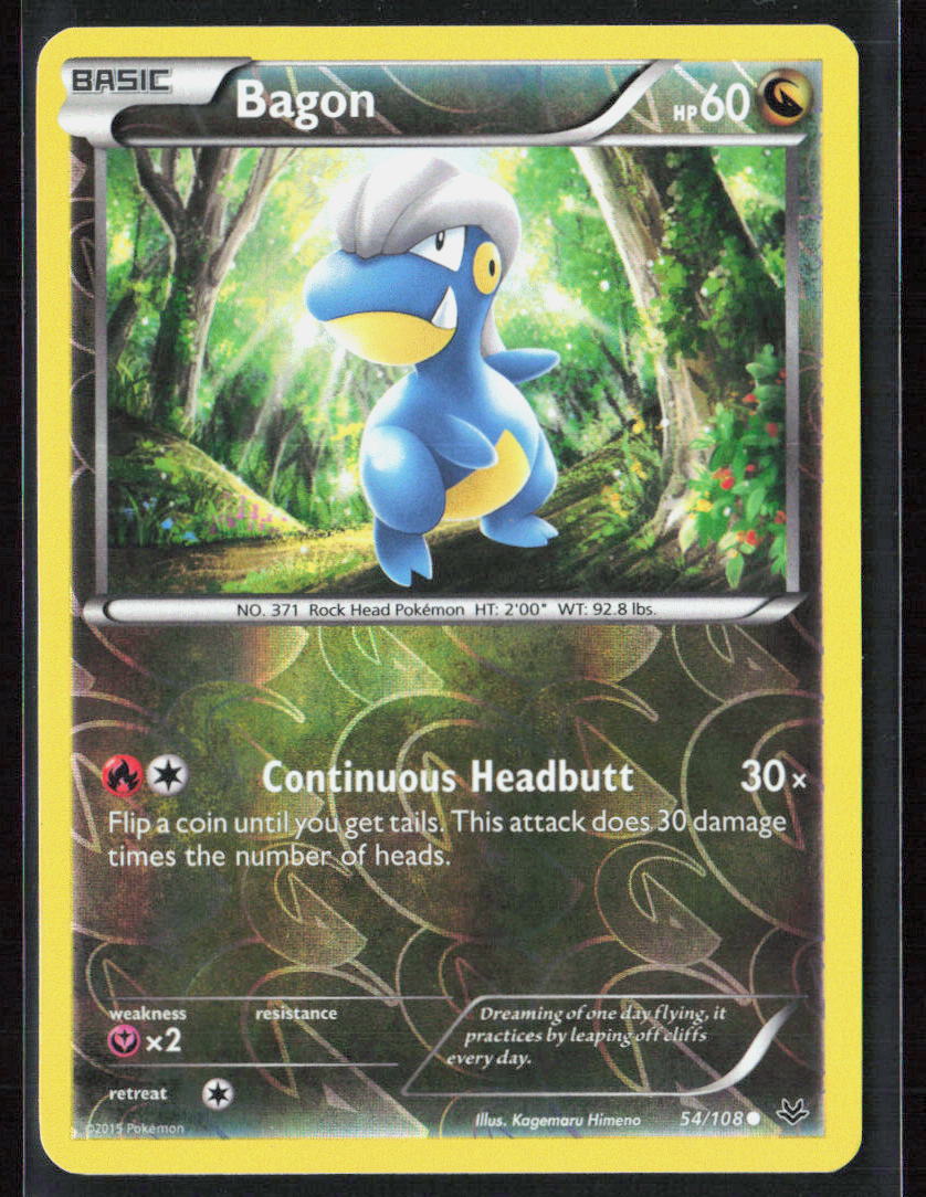 Pokemon Bagon (54) 54/108 Dragon 2015 Reverse Holo XY - Roaring Skies NM