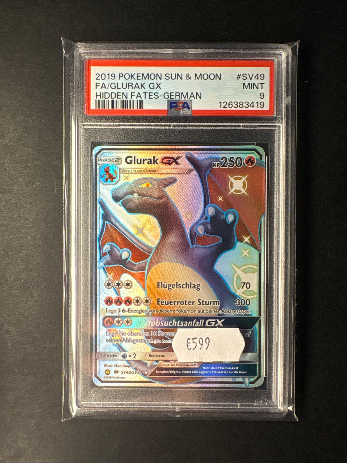 Pokémon Verborgenes Schicksal Glurak GX sv49/sv94 psa 9