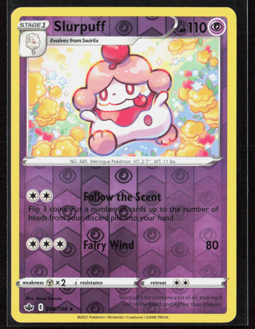 Pokemon TCG Slurpuff 068/198 Psychic 2021 Reverse Holo SWSH06: Chilling Reign NM