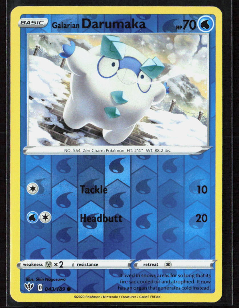 Pokemon Galarian Darumaka 043/189 Water 2020 Reverse Holo