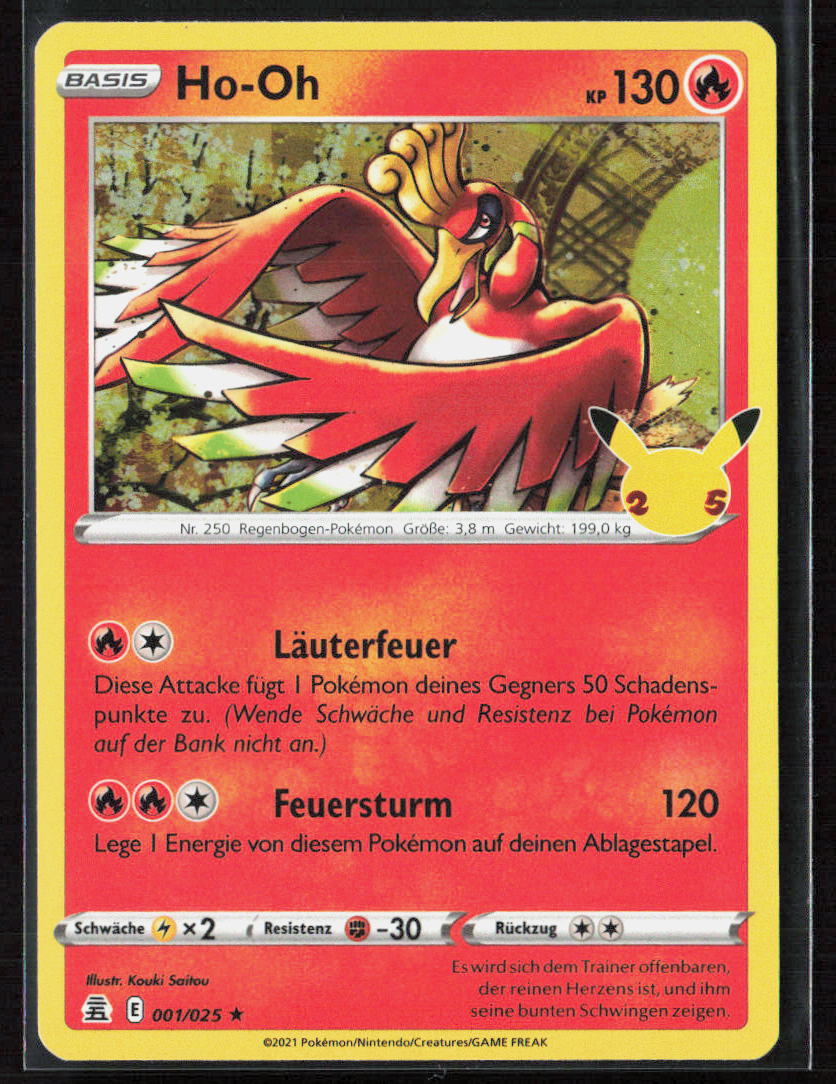 Pokemon Ho-Oh 1 Feuer 2021 Holo Celebrations NM