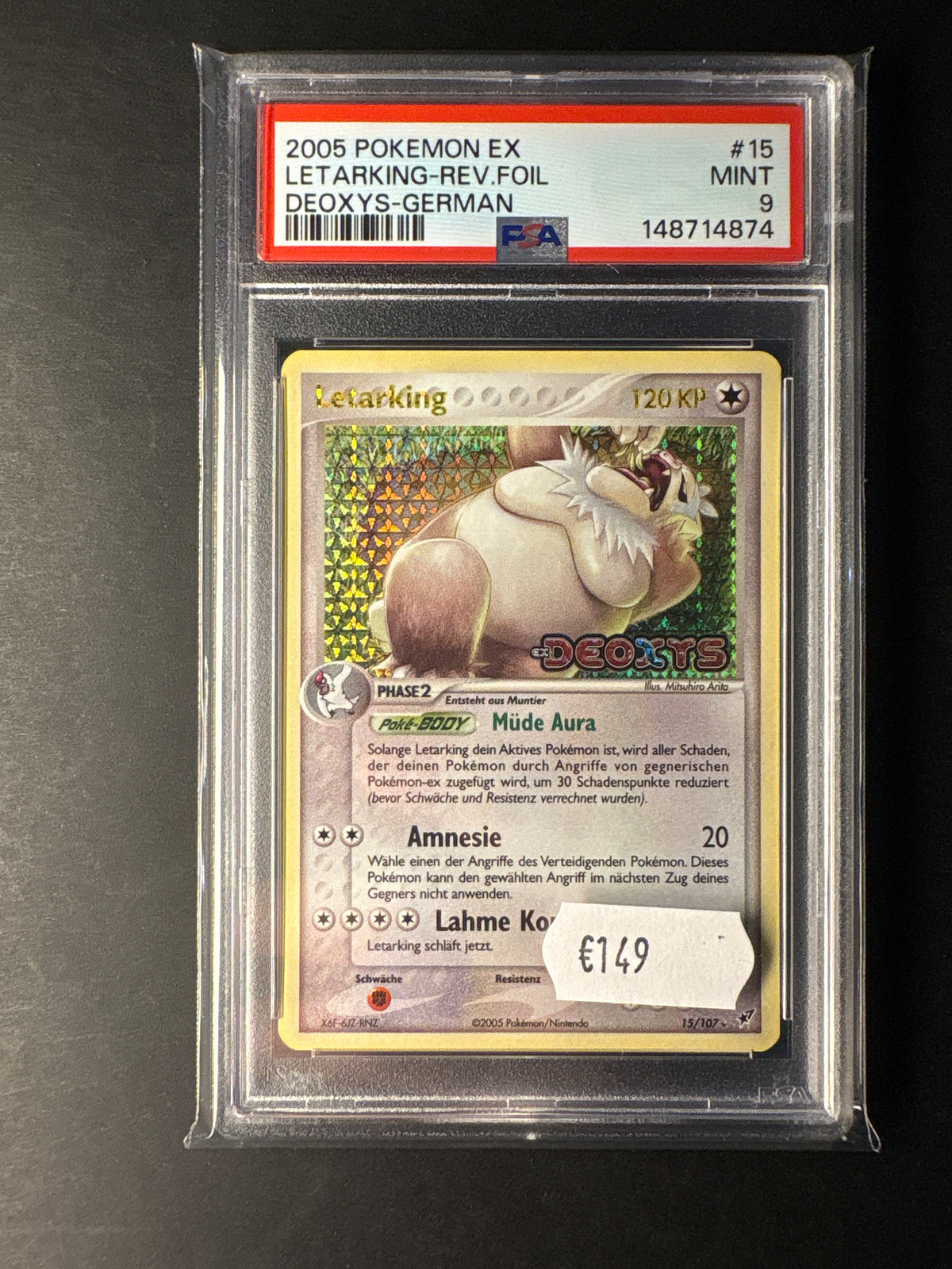 Pokémon Ex deoxys 15/107 psa 9 Letarking Reverse