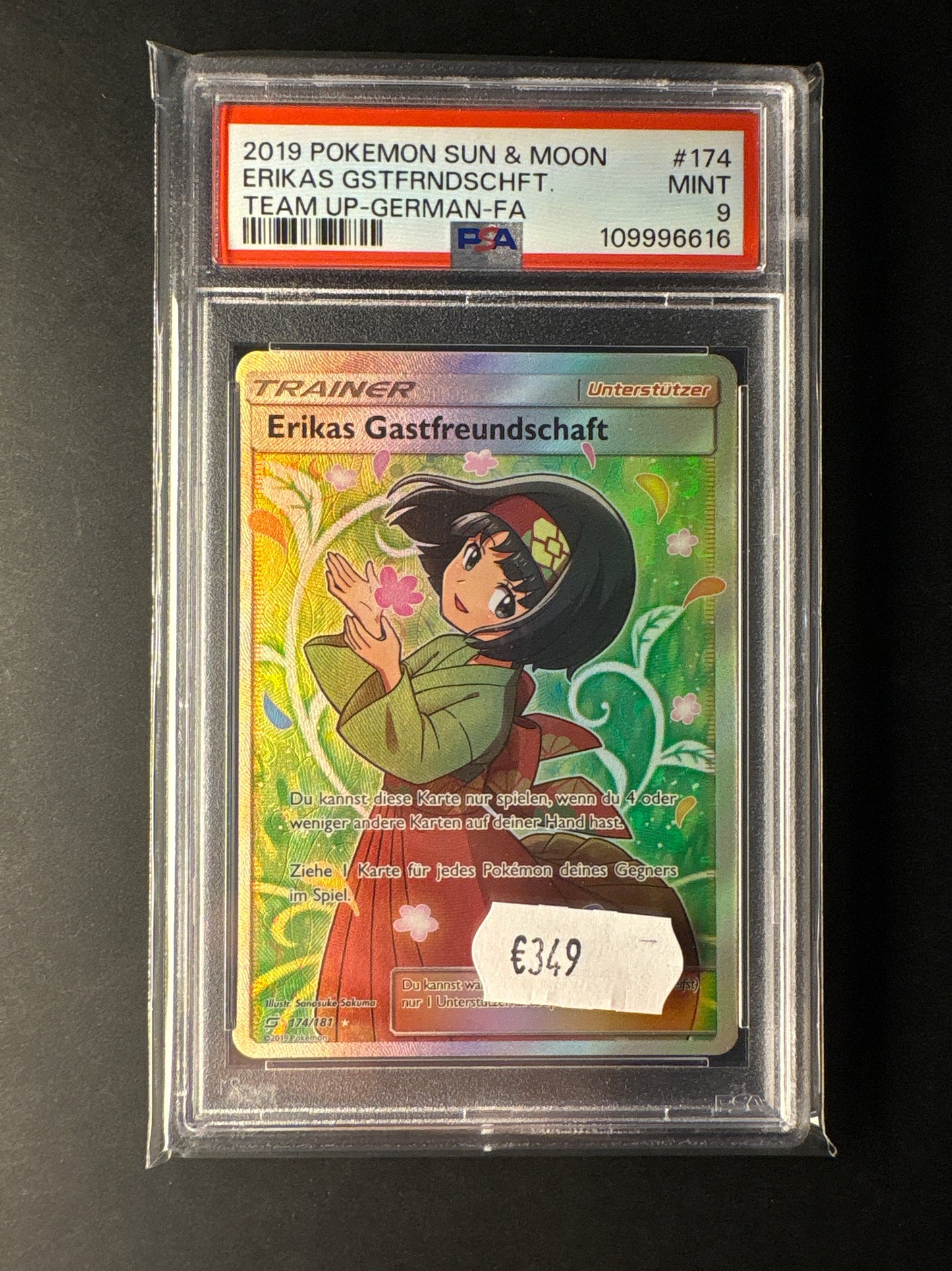 Pokémon Sonne Mond Team up Erikas Gastfreundschaft 174/181 psa 9