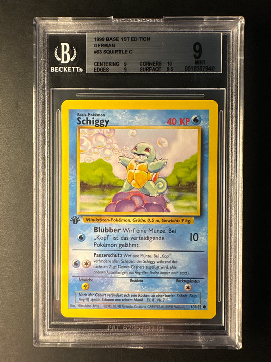 Pokémon Base Set Schiggy  63/102 1. Edition BGS 9