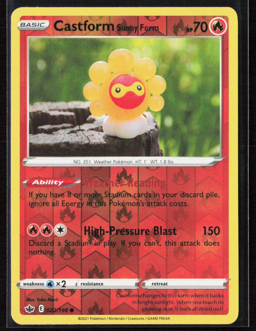 Pokemon Castform Sunny Form 022/198 Fire 2021 Reverse Holo  Chilling Reign NM