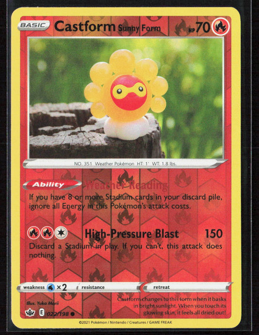 Pokemon Castform Sunny Form 022/198 Fire 2021 Reverse Holo  Chilling Reign NM
