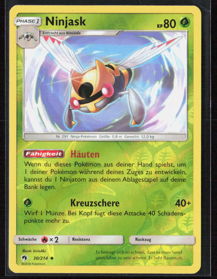 Pokemon TCG Ninjask 30 Pflanze 2018 Reverse Holo Echo des Donners NM