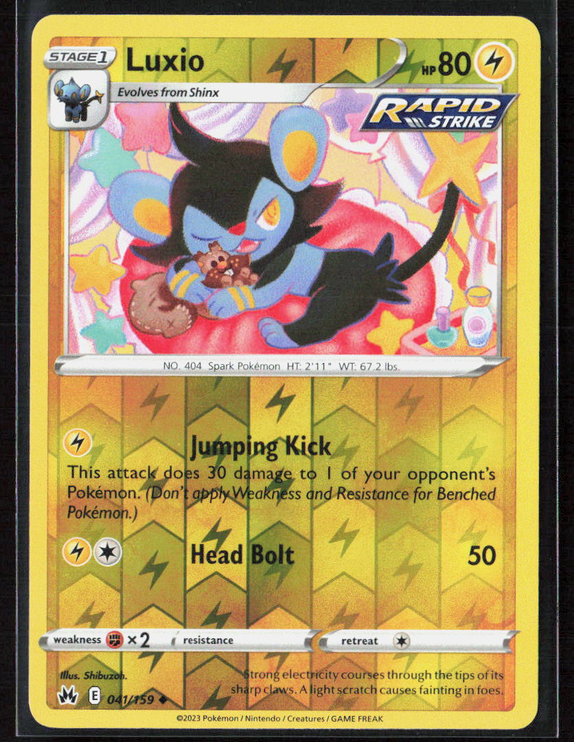 Pokemon Luxio (41) 041/159 Lightning 2023 Reverse Holo SWSH: Crown Zenith NM