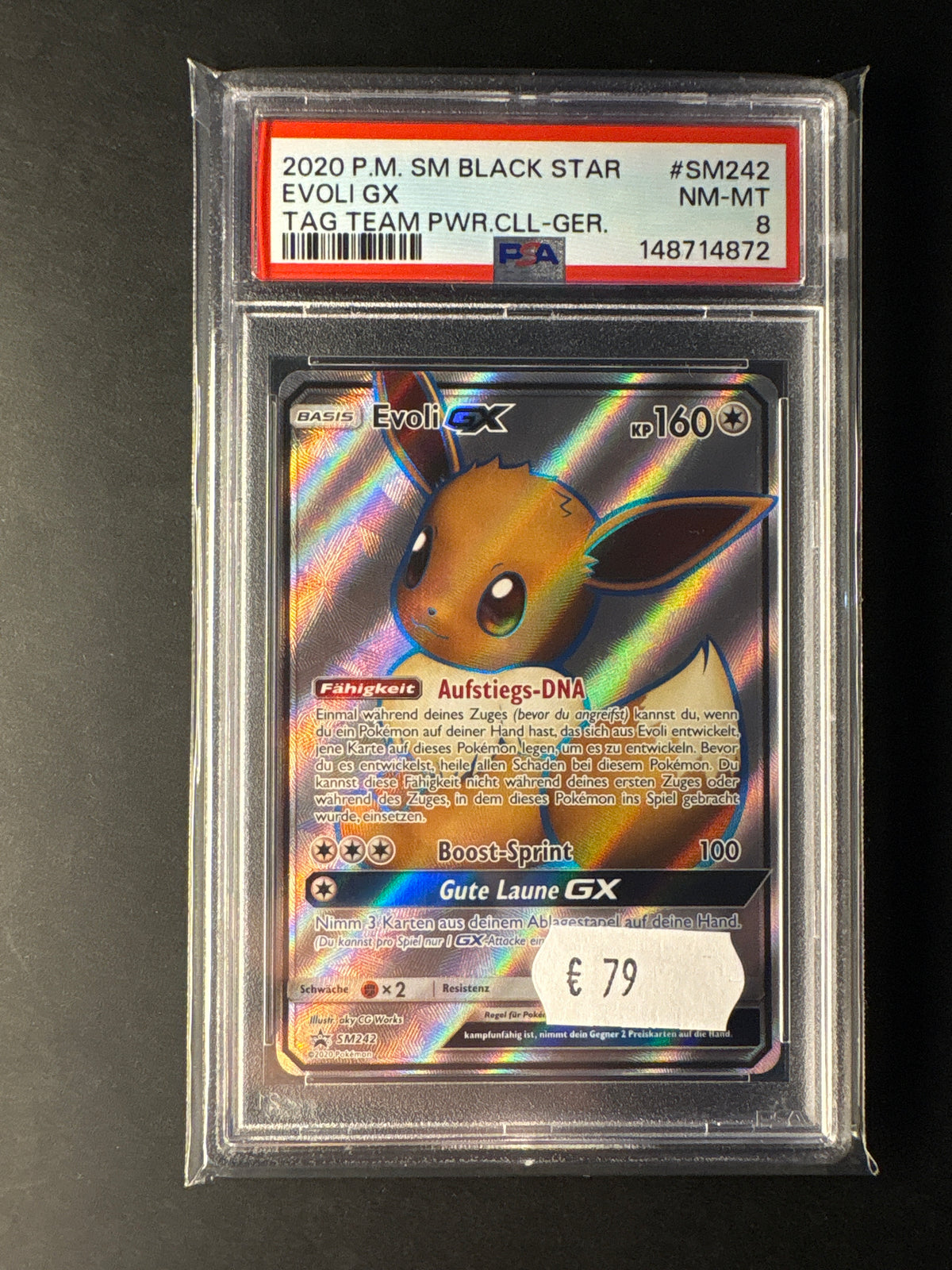 Pokémon black Star promo sm242 Evoli gx psa 8