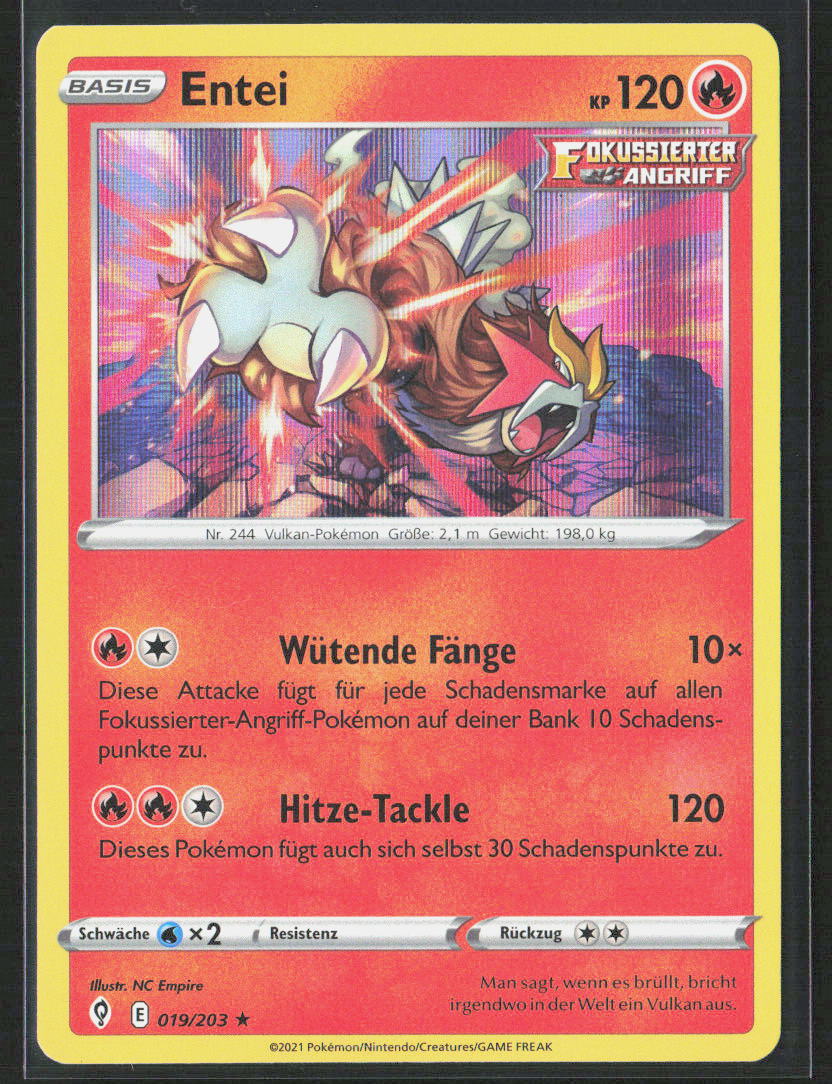 Pokemon TCG Entei 19 Feuer 2021 Holo Drachenwandel NM