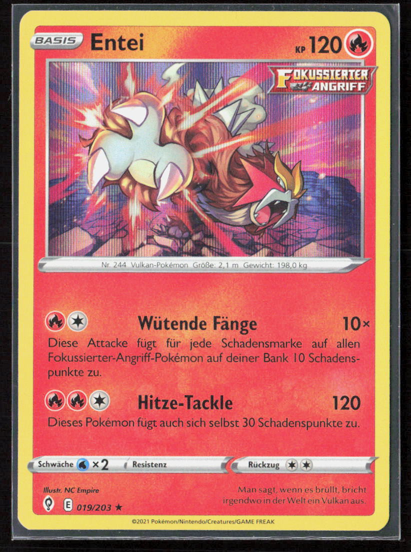 Pokemon TCG Entei 19/203 Feuer 2021 Holo Drachenwandel NM
