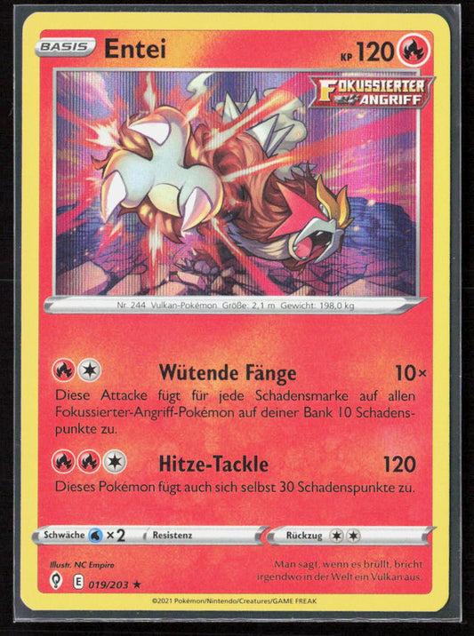 Pokemon TCG Entei 19/203 Feuer 2021 Holo Drachenwandel NM
