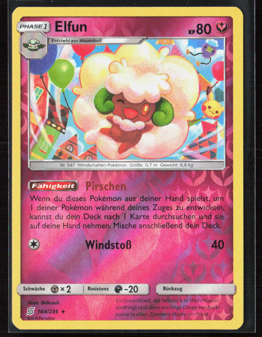 Pokemon Elfun 144/236 Fee 2019 Reverse Holo Bund der Gleichgesinnten NM