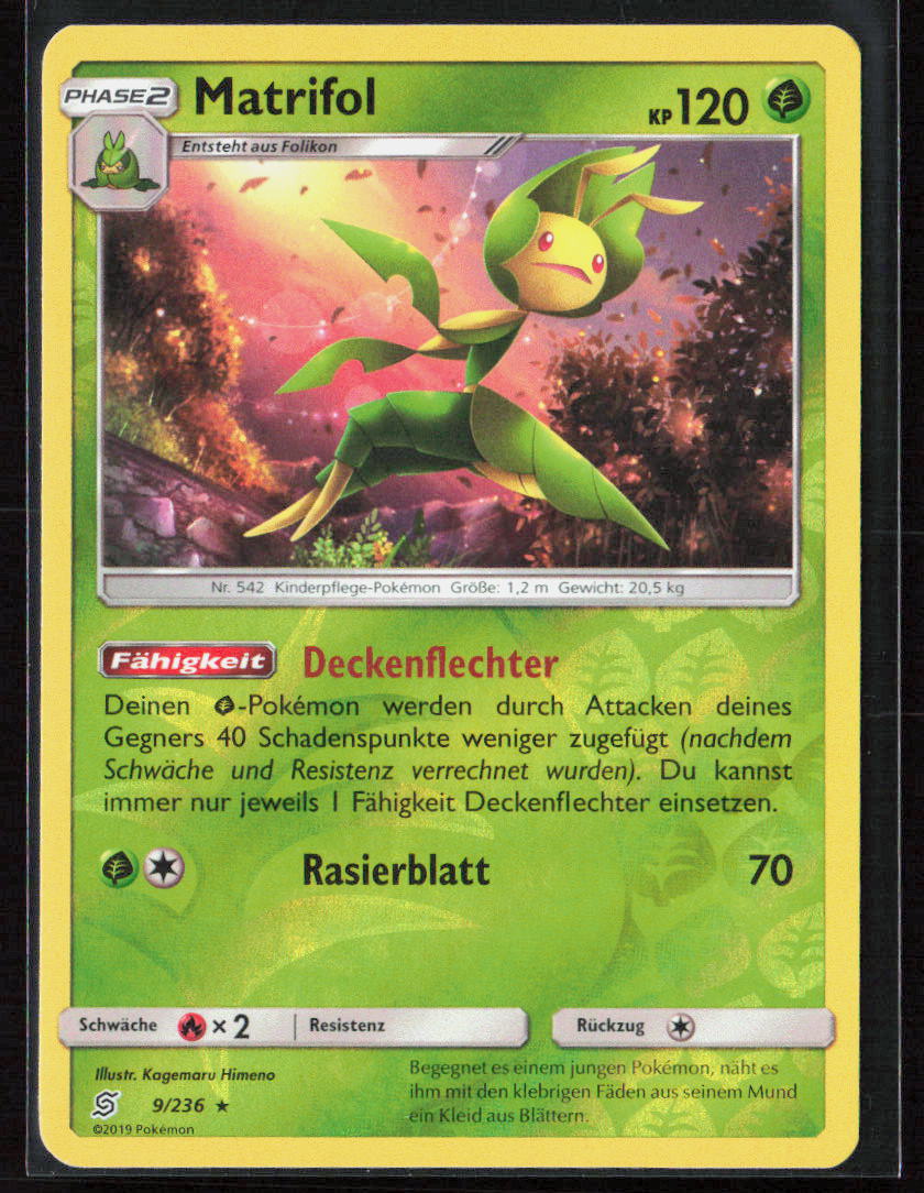 Pokemon TCG Matrifol 9/236 Pflanze 2019 Reverse Holo Bund der Gleichgesinnten NM