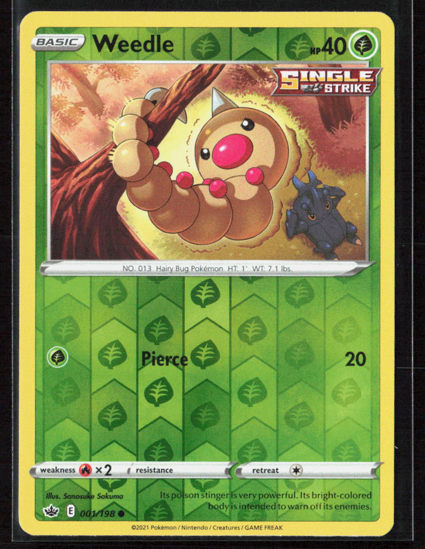 Pokemon TCG Weedle 001/198 Grass 2021 Reverse Holo SWSH06: Chilling Reign NM