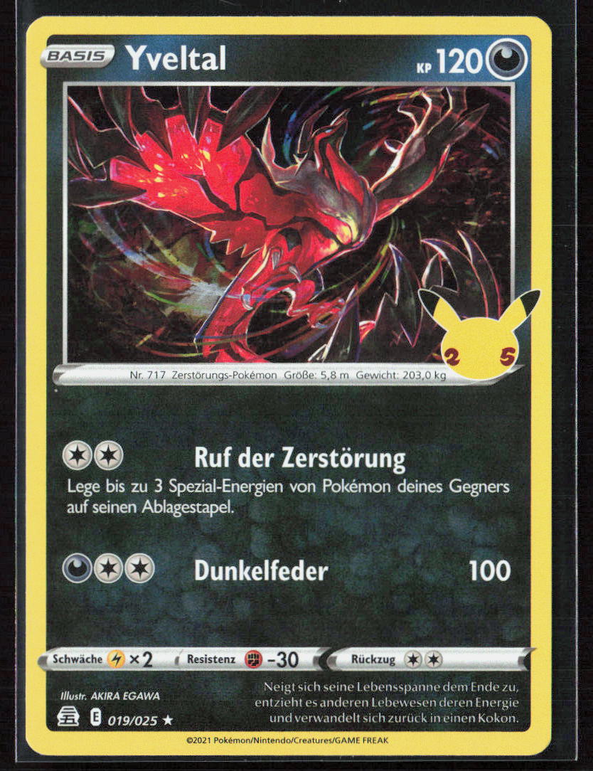 Pokemon Yveltal 19 Unlicht 2021 Holo Celebrations NM