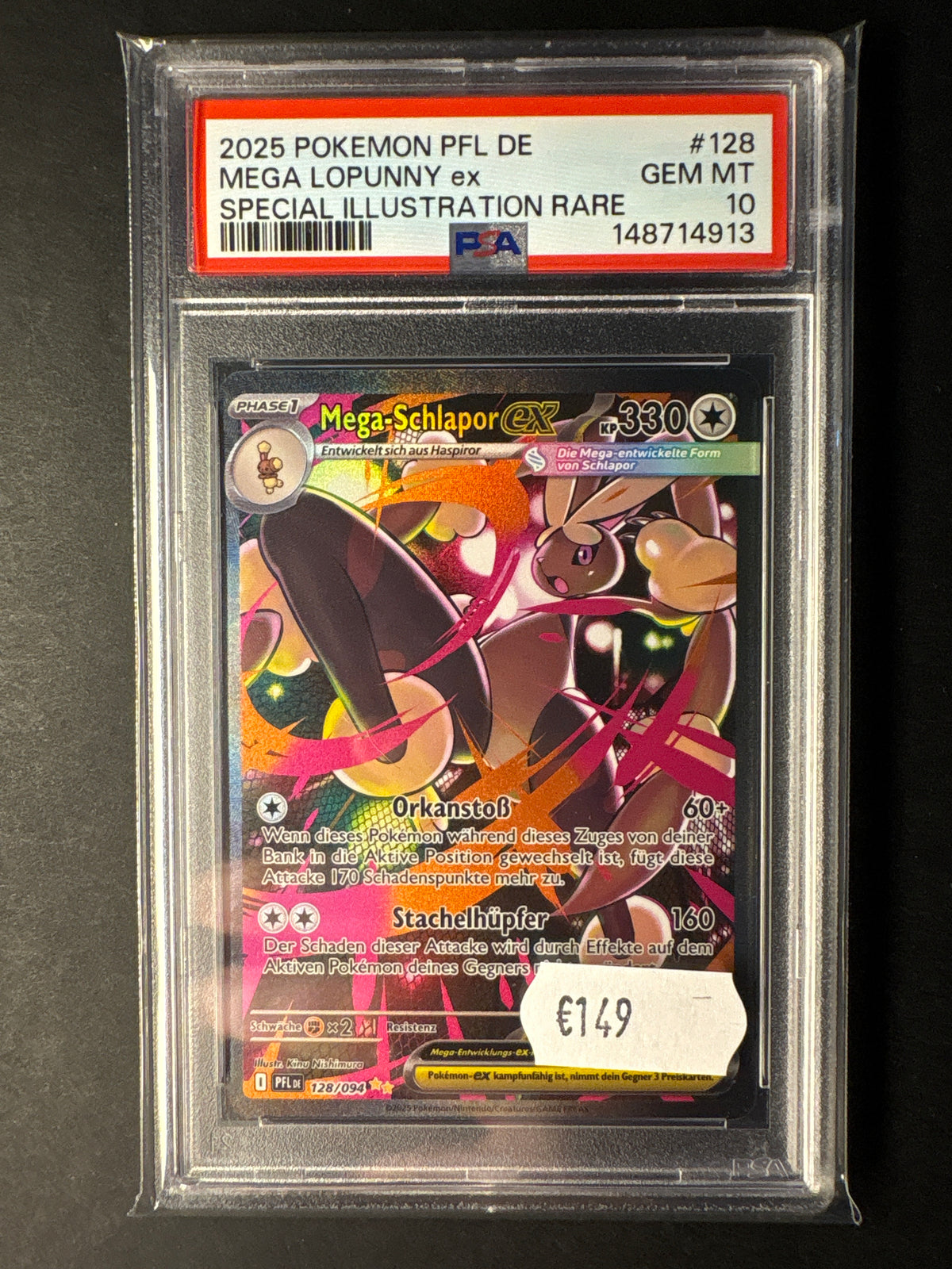 Pokémon Fatale Flammen 128/094 Mega-Schlapor Ex PSA 10