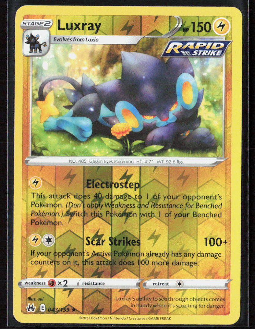 Pokemon Luxray (43) 043/159 Lightning 2023 Reverse Holo SWSH: Crown Zenith NM