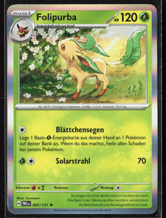 Pokemon TCG Folipurba 005/131 Pflanze 2025 Holo Prismatische Entwicklungen NM