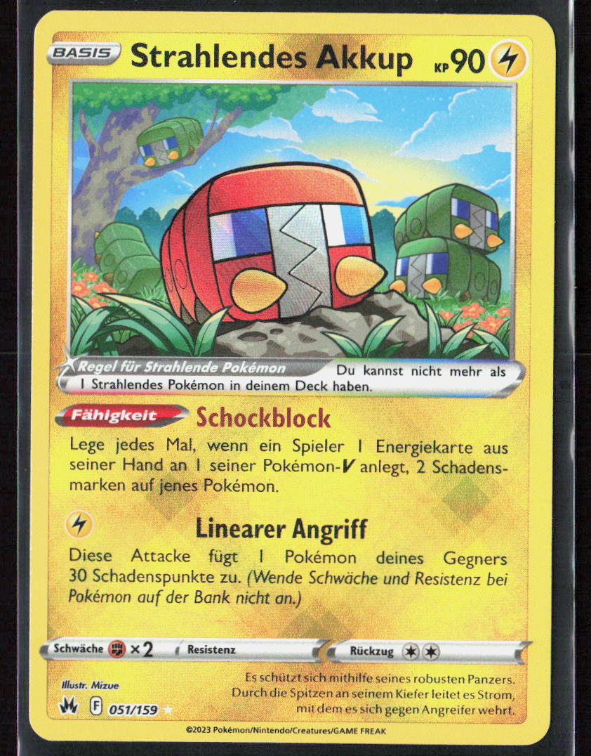 Pokemon Strahlendes Akkup 051 Elektro 2023 Holo Zenit der Könige NM