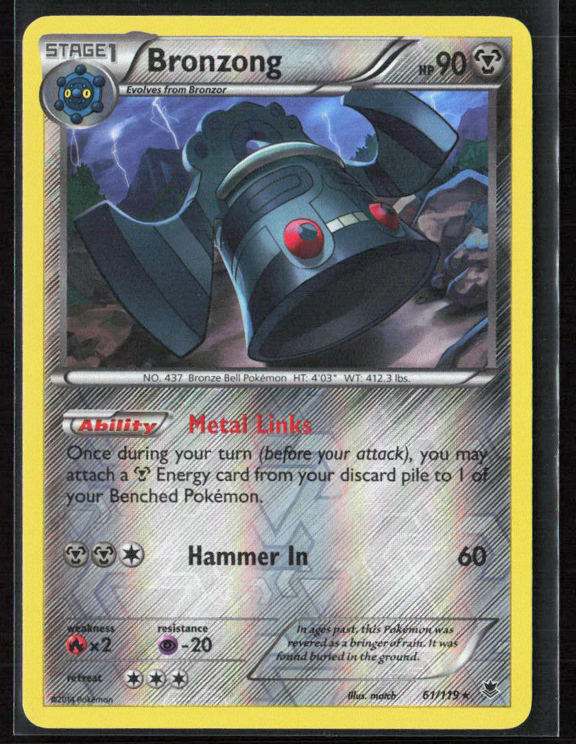 Pokemon TCG Bronzong 61/119 Metal 2014 Reverse Holo XY - Phantom Forces NM