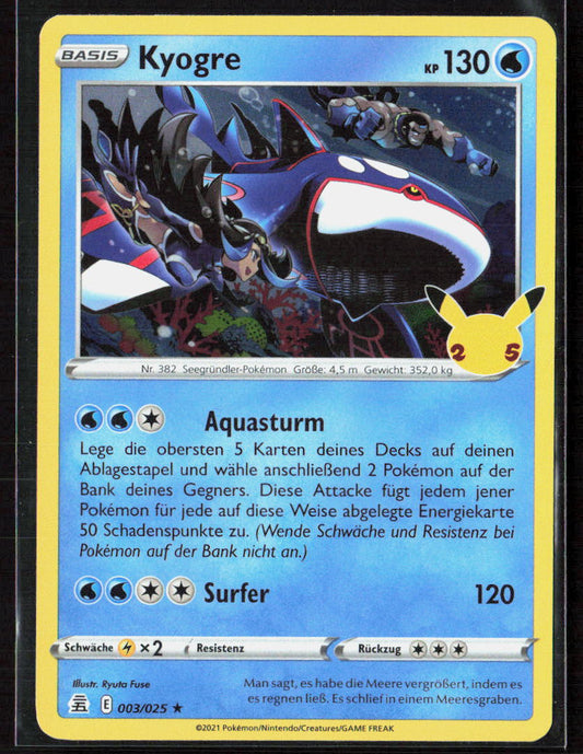 Pokemon TCG Kyogre 3 Wasser 2021 Holo Celebrations NM