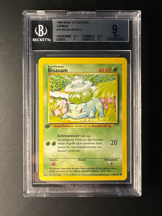 Pokémon Base Set Bisasam 44/102 1. Edition BGS 9
