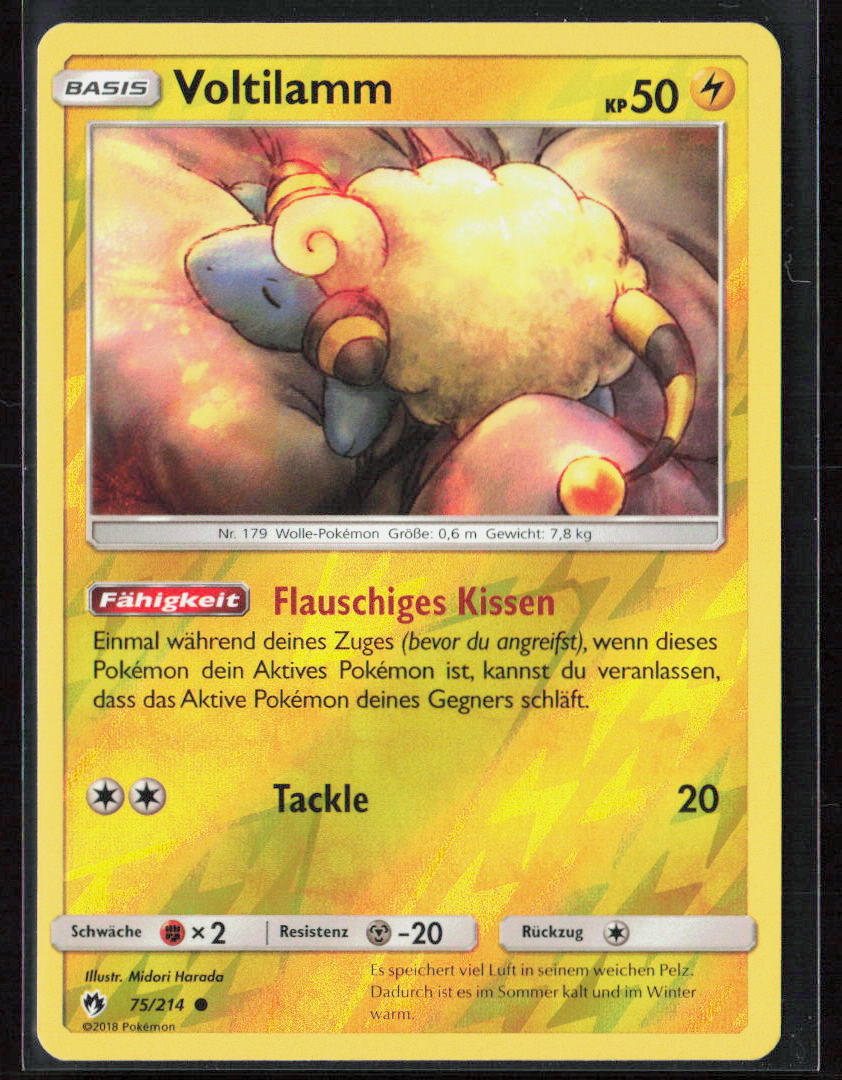 Pokemon TCG Voltilamm 75 Elektro 2018 Reverse Holo Echo des Donners NM