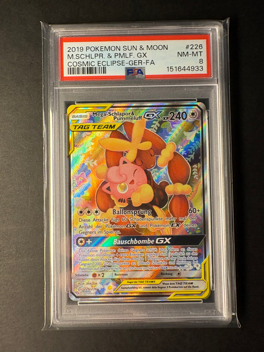 Pokémon Mega Schlapor und Pummeluff GX psa 8 226/236