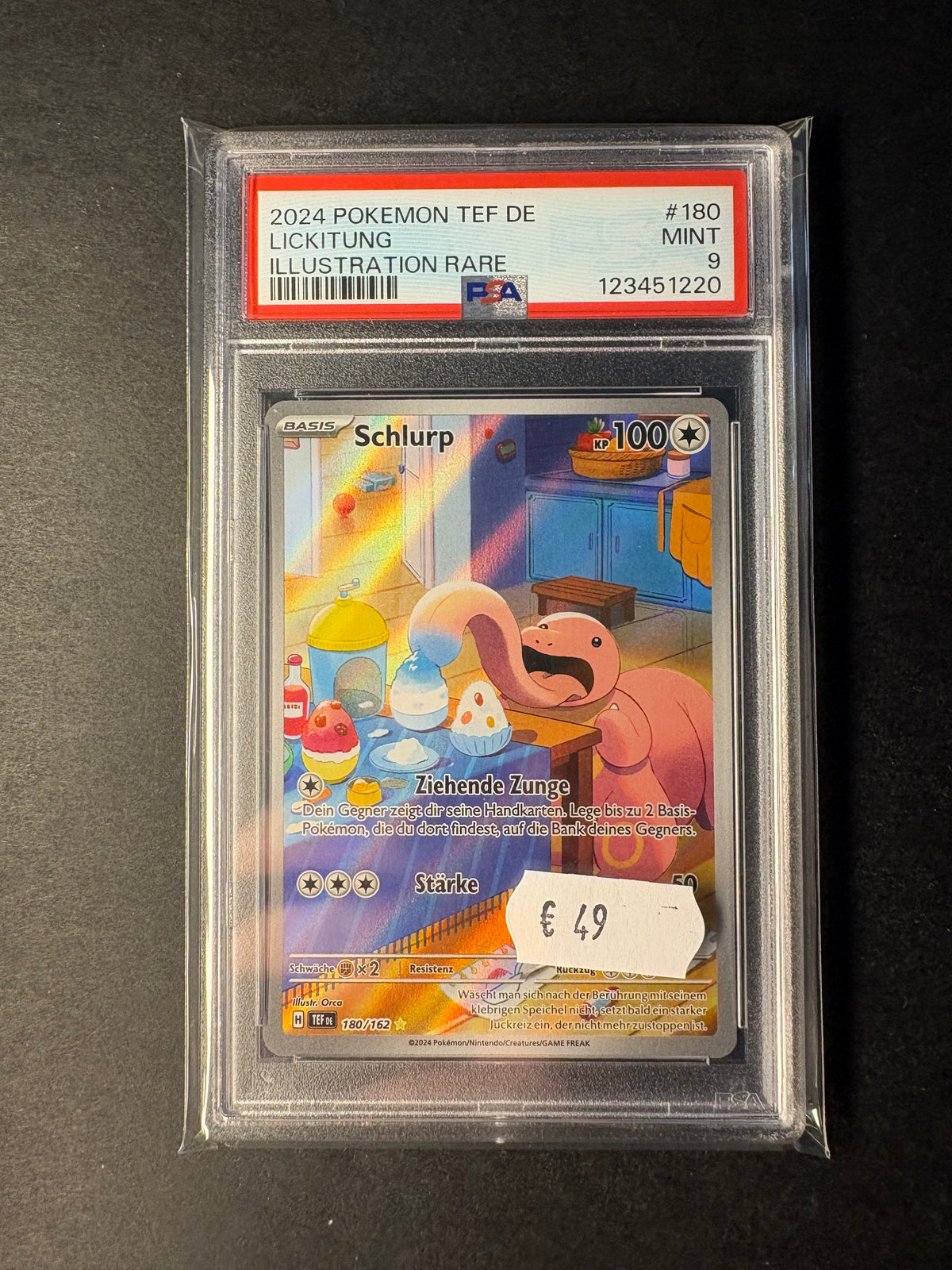 Schlurp Pokemon Karte deutsch Gewalten der Zeit PSA 9