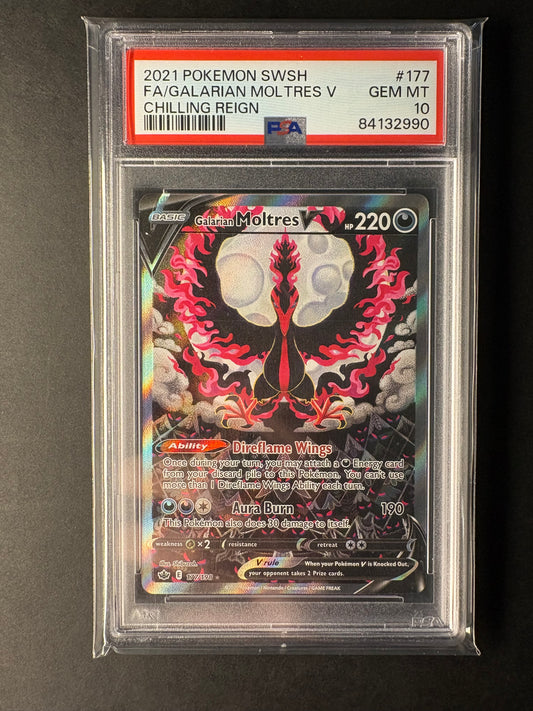 Pokémon Moltres V 177/198 PSA 10 Chillign Reign