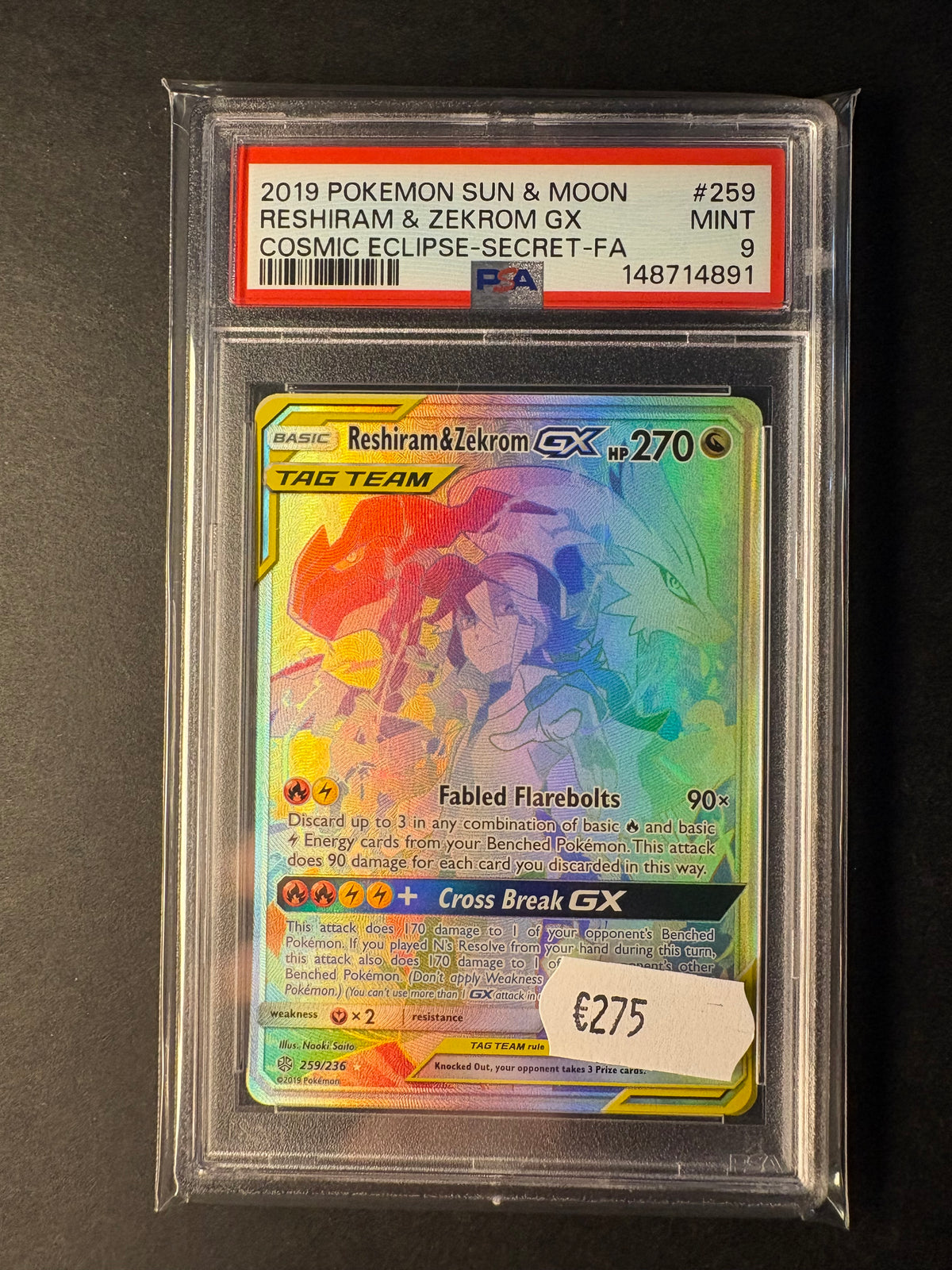 Reshiram Zekrom 259/236 Pokemon Karte englisch Cosmic Eclipse PSA 9