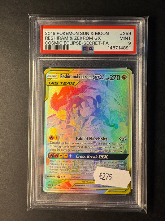 Reshiram Zekrom 259/236 Pokemon Karte englisch Cosmic Eclipse PSA 9