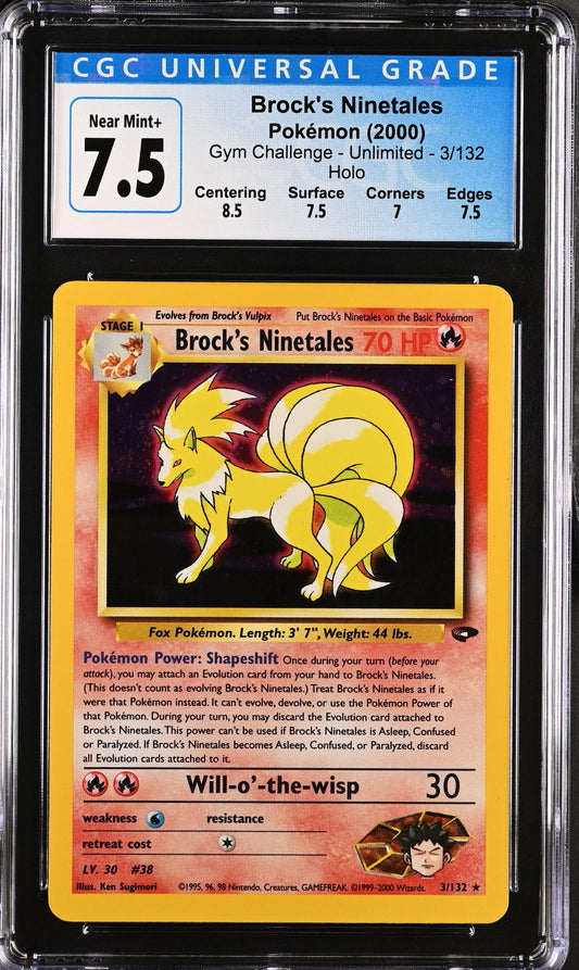 Pokémon Brock'S Ninetales 3/132 Holo Gym Challenge NM CGC 7.5