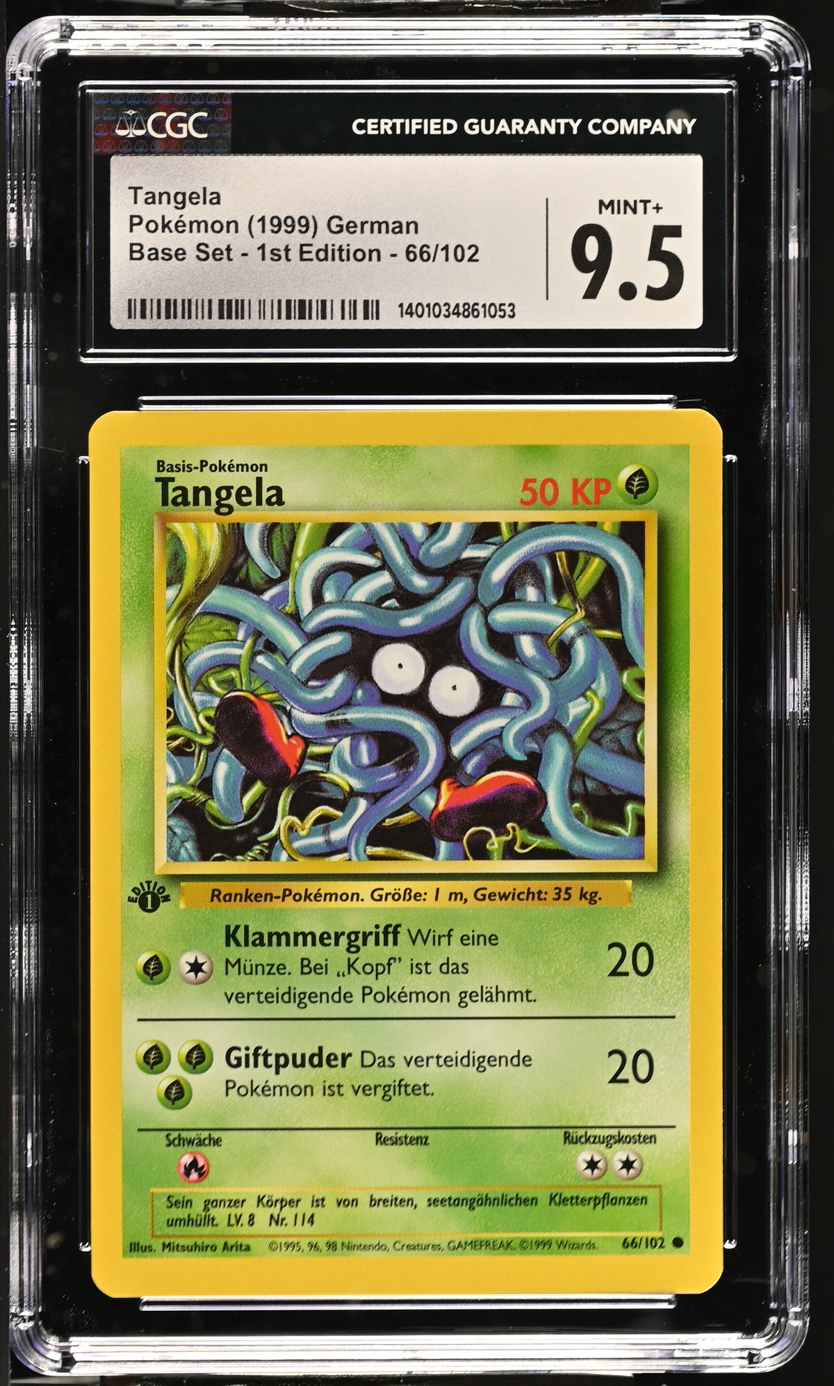 Pokémon Tangela 66/102 Base Set - 1st Edition NM CGC 9.5