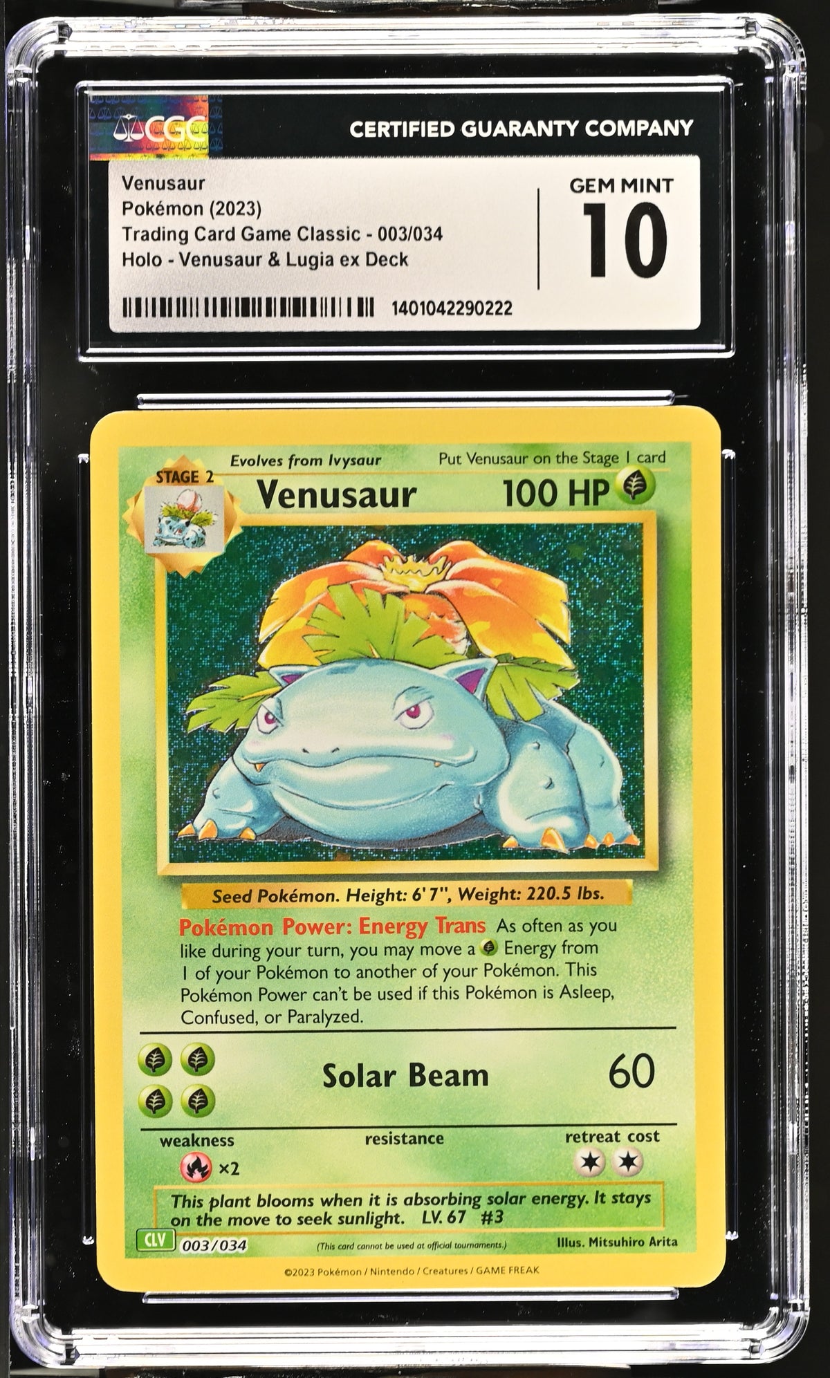 Pokémon Venusaur 003/034 Venusaur & Lugia Ex Trading Card Game Classic CGC 10