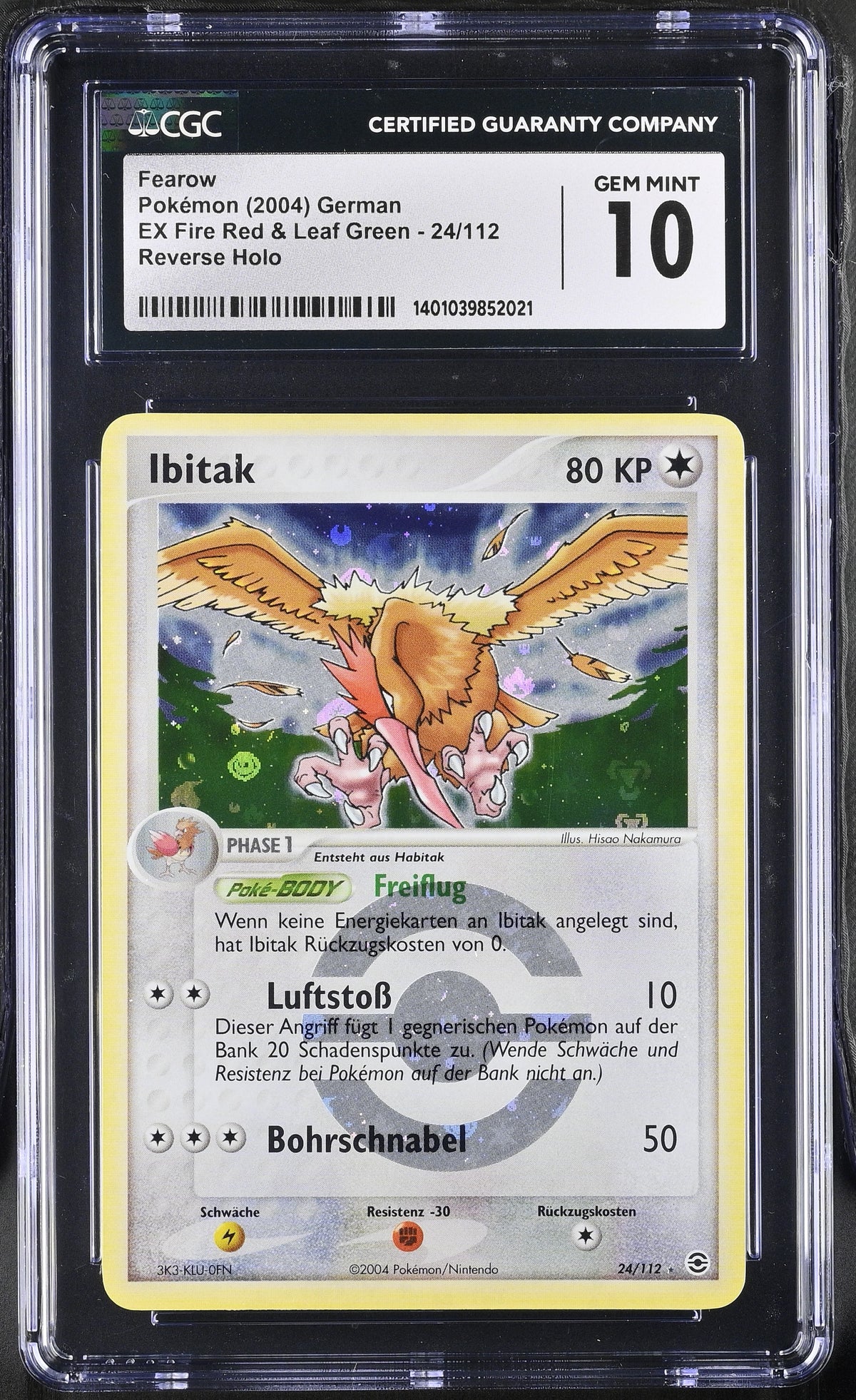 Pokémon Fearow 24/112 Reverse Holo Ex Fire Red & Leaf Green NM CGC 10