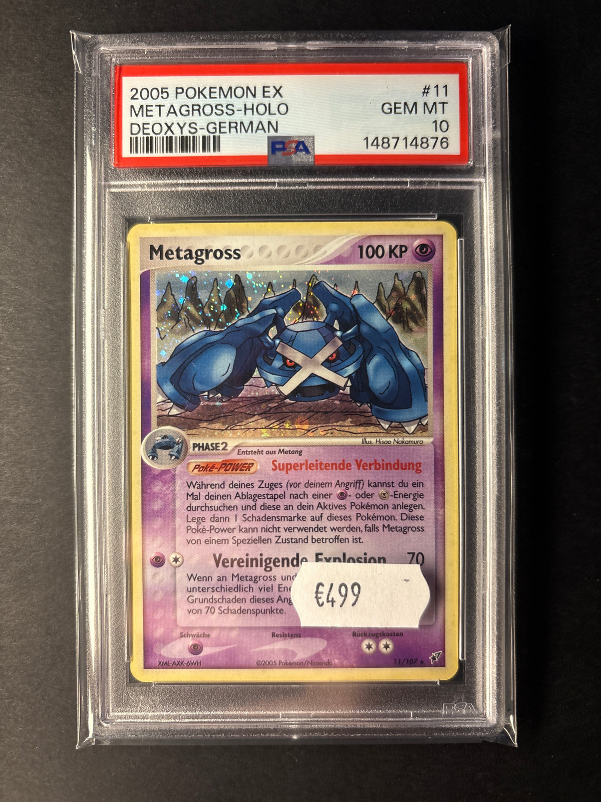 Pokémon Ex deoxys 11/107 Metagross Holo psa 10